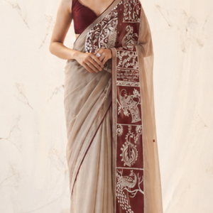 Hand-Painted Heritage Tale Saree